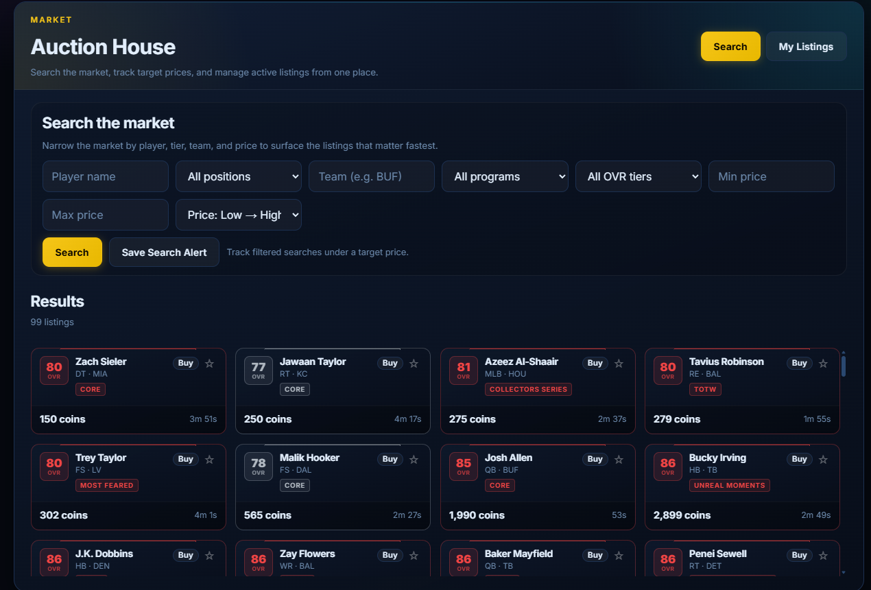 MUT Manager Auction House